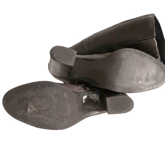 Leather Knee High Boots, Size 10M, Gray Block Heel Boot, Spring Fall Winter Boot - Picture 6 of 13